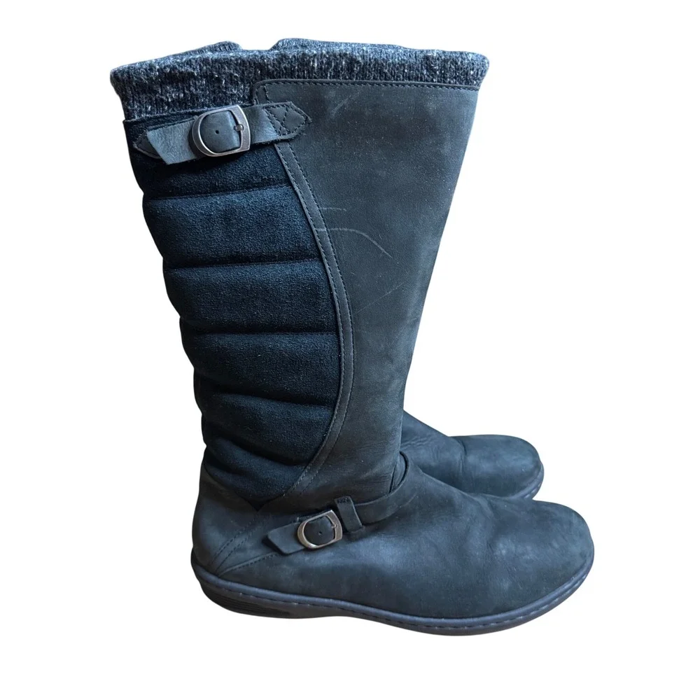 Teva Womens De La Vina Quilted Tall Waterproof Leather Boots Black Size 11